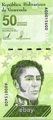 15 pièces x Billets de banque vénézuéliens de 50 Bolivars numériques UNC.