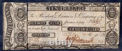 1806 Us Obsolète Monnaie Signée Par Augustus Woodward Detroit Bank 10 $ Au/unc