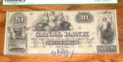 1850s 20 $ Banque de Canal Nouvelle-Orléans Louisiane Remainder PCGS 64 CHOIX UNC BILLET BANCAIRE