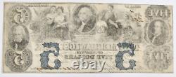 1854 5 $ Banque des Mécaniciens de Memphis Tennessee TN Billet Rare Blue Fives Monnaie UNC