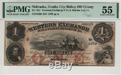 1857 $ 1 Western Bourse Omaha Nebraska Obsolète Monnaie Pmg A Propos Unc 55