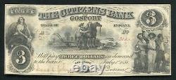 1857 $3 The Citizens Bank Of Gosport Indiana Obsolete Note De Devise À Propos De Unc