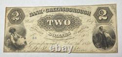 1858 2 $ Bank of Greensborough État de Géorgie Monnaie obsolète, état non circulé, détails