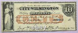 1862 10 Cents Ville De Wilmington, Delaware Choice Unc Obsolète Devise
