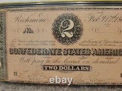 1864 2 Dollars Confederate États D'amérique Note Monnaie T-70 Pcgs Unc 61 Csa