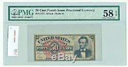 1869 Us 50c Lincoln Fractional Currency Fr 1374 Pmg 58 Epq Choix A Propos Unc Au