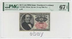 1874-76 Fr. 1308 25 Cents 5e Émission Monnaie Fractionnelle Pmg 67 Epq Super Gem Unc