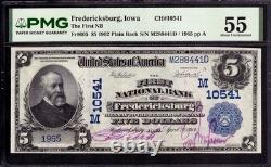 1902 billet de banque de première émission de 5 $ de la First National Bank, Fredericksburg, Iowa, PMG, environ SUP 55