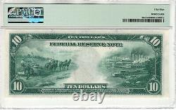 1914 $10 Federal Reserve Note Devise Boston Fr. 907a Pmg À Propos De Unc Au 55 (324a)