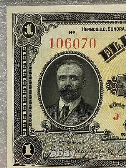 1915 Mexique, Estado De Sonora 1 Peso Note De Devise Pmg 65 Epq Gem Unc