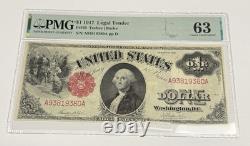 1917 1 $ Fr# 36 Billet de banque légal PMG Choix UNC 63 Teehee-Burke US