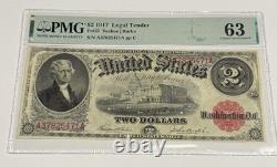 1917 2 $ Fr# 57 Billet de banque légal PMG Choix UNC 63 Teehee-Burke US