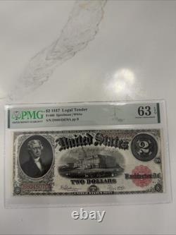 1917 2 $ Fr# 60 Billet de banque légal PMG Choice UNC 63 billet de banque américain