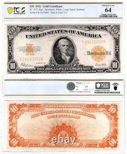 1922 20 $ PCGS Billet de banque 64 Fr. 1173 Certificat-or Choix SUP Papier monnaie