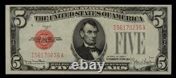 1928P billet de banque légal américain de 5 $ AU+/UNC FR1531N étroit SKU-CA2184
