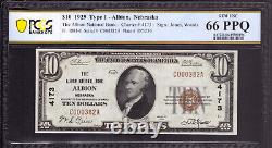 1929 10 $ Albion Monnaie Du Billet National Nebraska Pcgs B Gem Unc 66 Ppq