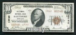 1929 $10 Tyii Baltimore Nb Baltimore, MD National Currency Ch. #13745 Unc