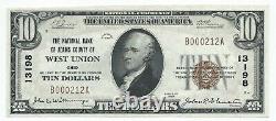 1929 $ 10 West Union Oh Adams County National Bank Note Monnaie Ch 13198 Gem Unc