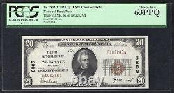 1929 20 $ La première NB de St. Ignace, MI Monnaie nationale Ch. #3886 Pcgs Unc-63ppq