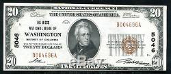 1929 $ 20 Le Riggs Nb De Washington, D. C. Monnaie Nationale Ch # 5046 Unc (h)