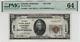 1929 T1 20 $ Première Monnaie Nationale Lincoln Nebraska Pmg Choice Unc 64