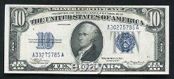 1934 $ 10 Dollars Seal Bleu Certificat D'argent Note De Devise Gem Unc