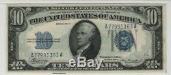 1934 A 10 $ Argent Note Devise Fr. 1702 Aa Bloquer Pmg Choice Unc 64