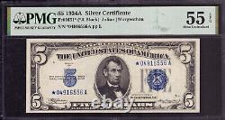 1934 A $5 Silver Certificate Star Note Devise Fr. 1651 Pmg À Propos De Unc Au 55 Epq