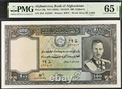 1939 Afghanistan 100 Afghani Billet de banque Monnaie UNC PMG 65 EPQ