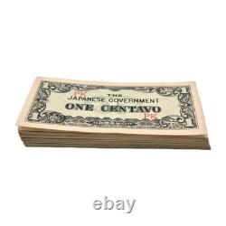 1942 Lot de 58 WWII Philippines UNC. Billet de 1 CENTAVO Monnaie d'OCCUPATION Japonaise