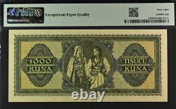 1943 Croatie 1000 KUNA P12 BILLET DE BANQUE CURRENCY UNC PMG 68