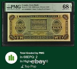 1943 Croatie 1000 KUNA P12 BILLET DE BANQUE CURRENCY UNC PMG 68