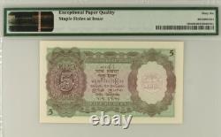 1943 Inde 5 Roupies P18b Billet de Banque Monnaie UNC PMG 66
