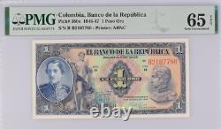 1946-47 Colombie 1 Peso P380e BANKNOTE MONNAIE UNC PMG 65