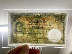 1948 Note Très Rare Unc Banquenote Thaïlande D'urrene 20 Baht Roi Rama IX Vtg