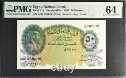 1951 Égypte 50 Piastres P21e BILLET DE BANQUE MONNAIE UNC PMG 64