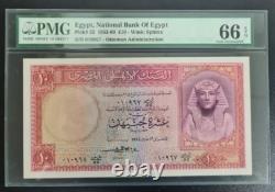 1952-60 Égypte 10 Livres P32 Billet de banque Monnaie UNC PMG 66