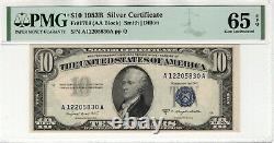 1953 B $10 Argent Certificat Note Devise Fr. 1708 Aa Bloc Pmg Gem Unc 65 Epq