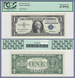 1957 Série 2-digit Faible $1 Argent Certificat Pcgs 67 Ppq Superbe Gem Unc Rare