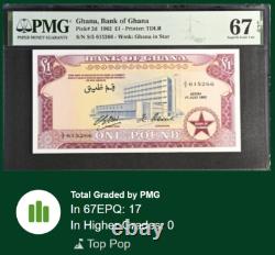 1962 Ghana 1 Livre P2d BILLET DE BANQUE CURRENCY UNC PMG 67