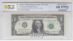 1963 A Frb New York $1 Note Fr 1901-b Solid #b333333a Superbe Gem Unc 68 Ppq
