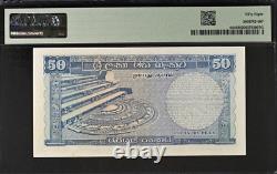 1963 Ceylan 50 Roupies P65b Billet de banque Monnaie UNC PMG 58