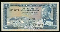 1966 No Date Devise Ethiopie 50 Dollar Empereur Haile Selassie P# 28a Crisp Unc