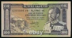1966 No Date Monnaie Ethiopie 100 Dollar Empereur Haile Selassie P# 29 Crisp Unc