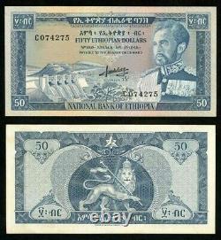 1966 Pas De Date Devise Éthiopie 50 Dollar Empereur Haile Selassie P# 28a Crisp Unc