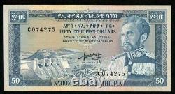 1966 Pas de date Monnaie Éthiopie 50 Dollar Empereur Haile Selassie P# 28a Neuf UNC