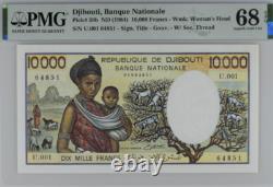1984 Djibouti 10000 Francs P36b Billet de banque Monnaie UNC PMG 68
