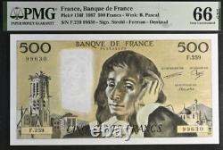 1987 France 500 FRANCS P156f BANQUE NOTE MONNAIE UNC PMG 66