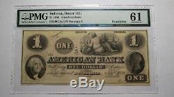 1 1856 Dover $ Indiana Colline En Monnaie Obsolète Bank Note Bill Unc61 Remainder