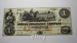 $1 18 Adrian Michigan MI Obsolète Devise Banque Note Bill Reliure! Cnu++